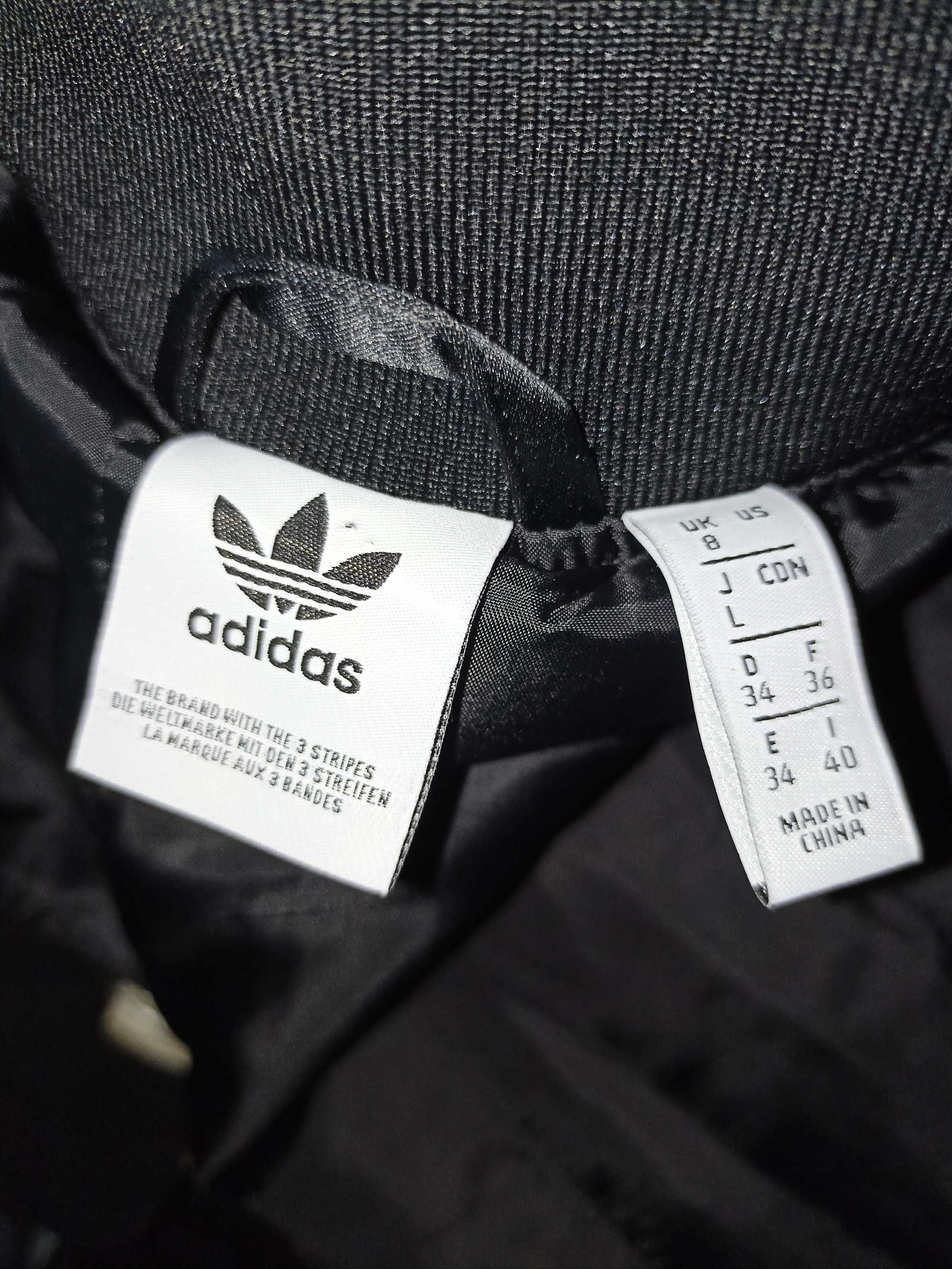 Adidas L- Уникално дамско яке- бомбър от черен сатен