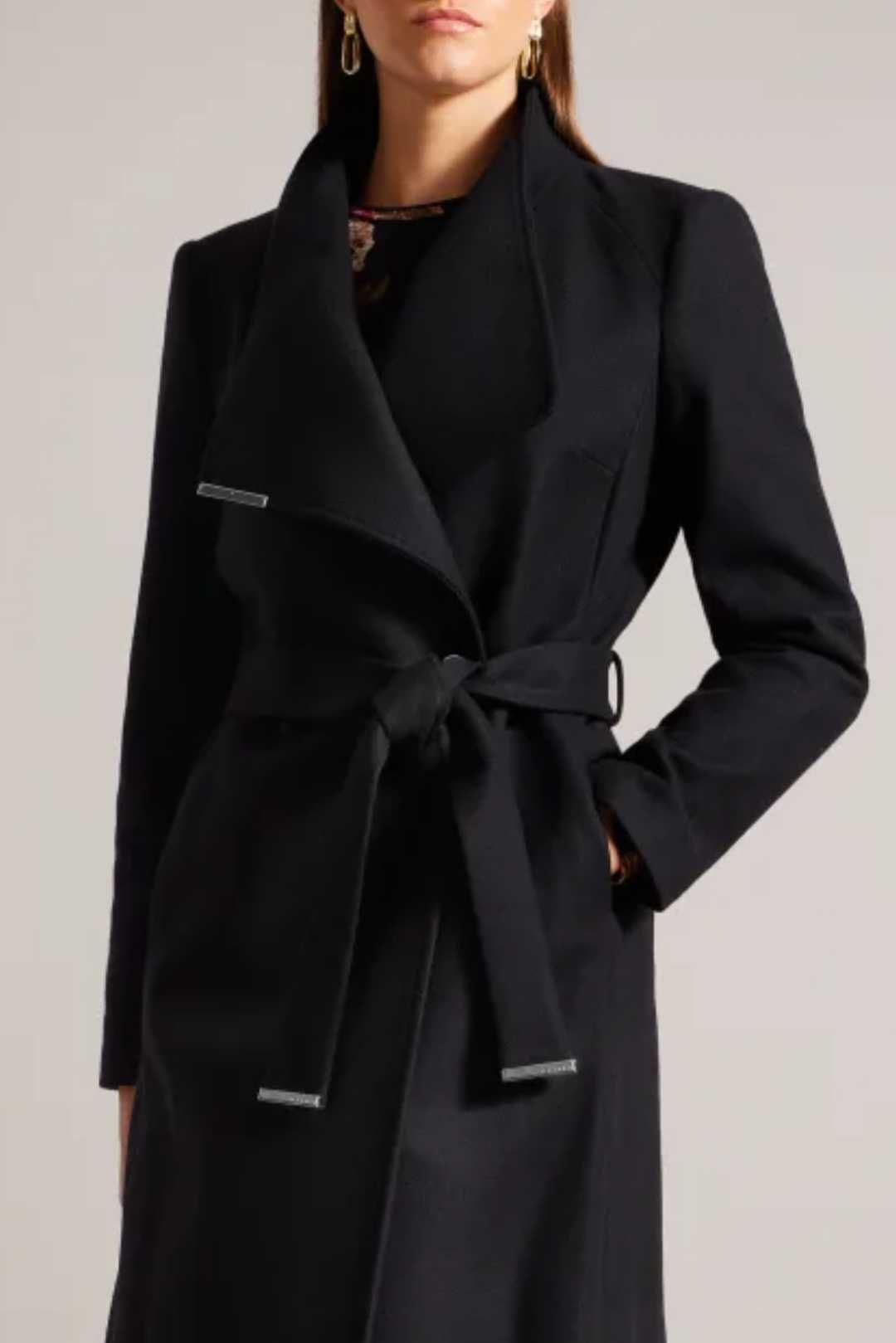 Вълнено Палто "Ted Baker"  Rose Midi Wool Wrap Coat With Shoulder