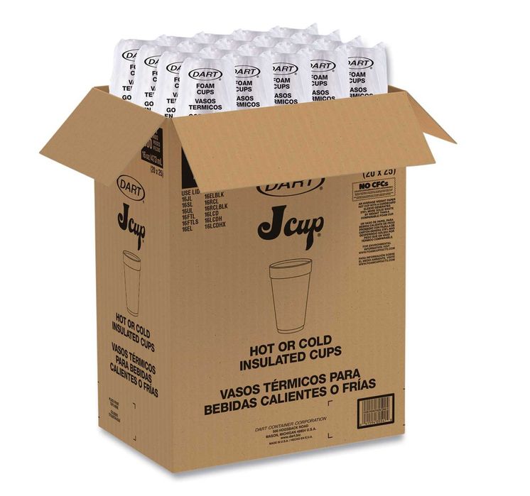 Pahare din spuma EPS, albe, 473 ml/16 oz (cutie 500 buc)