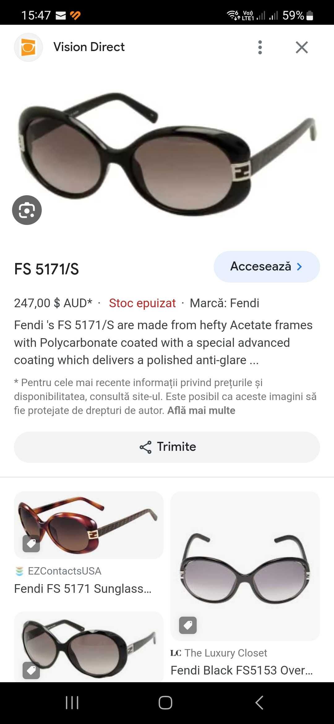 Ochelari Soare Fendi Dama