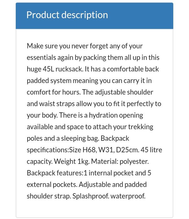 VAND  Rucsac NOU ProAction 45Litri din Londra