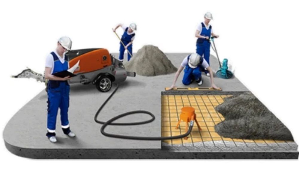 Стяжка пола с агрегатом полусухая стяжка