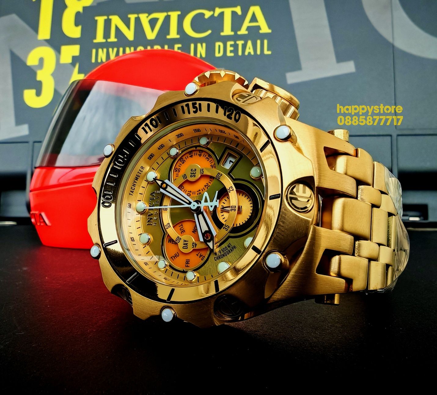 часовник INVICTA Venom Reserve Gold 54 mm, Инвикта нов