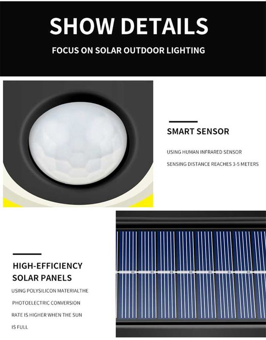 Водоустойчива Соларна лампа 150 COB Solar sensor street light LB-1288А