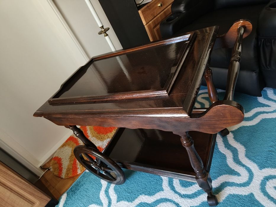 masuta, lemn, gheridon, retro, vintage, servire, masa, roti