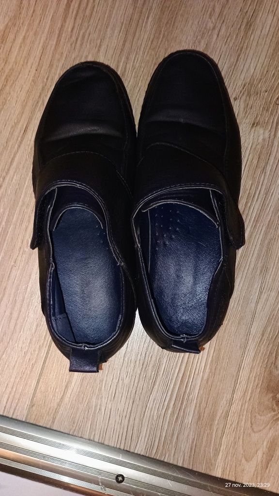 Pantofi piele băiat culoare negru