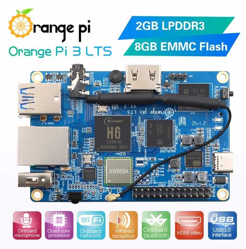 Orange Pi 3 LTS, 2GB DDR3, 8GB EMMC, HDMI+WIFI+BT5.0, Livrare gratuita