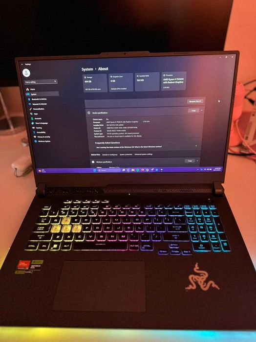 Laptop Gaming ASUS ROG Strix G17 G, AMD Ryzen 9, NVIDIA RTX 4050