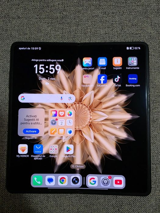 Honor Magic V2 – piele neagră, pliabil, ultra-subțire, 2 ani garanție!