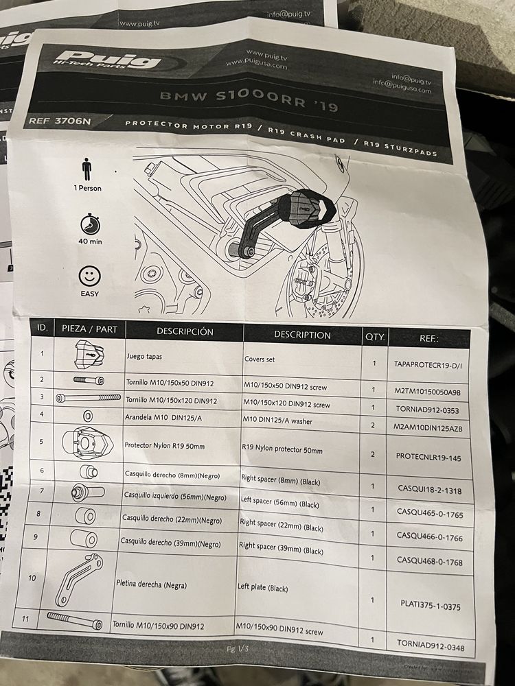 Краш тапи Puig за BMW S1000RR 2019-