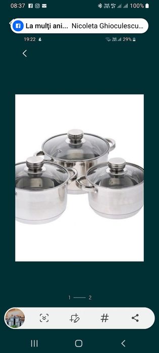 Set 3 cratite cu capace 7,2 și 10L oala13,3L și pt hrana copiilor