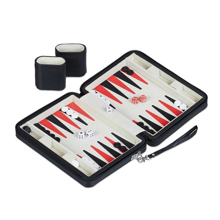 Joc table de calatorie cu husa eleganta cu piese si zaruri 36 x 24 cm