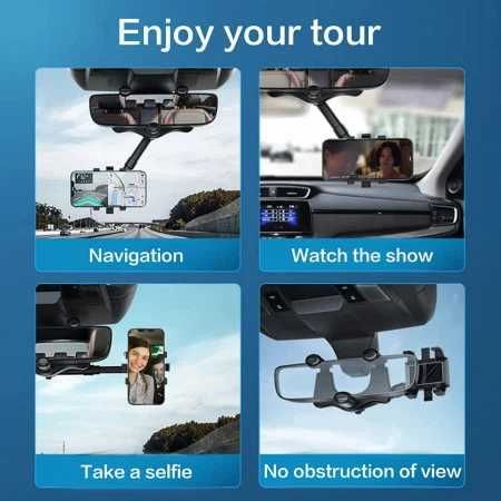 Suport auto multifunctional de telefon, rotativ pentru oglinda