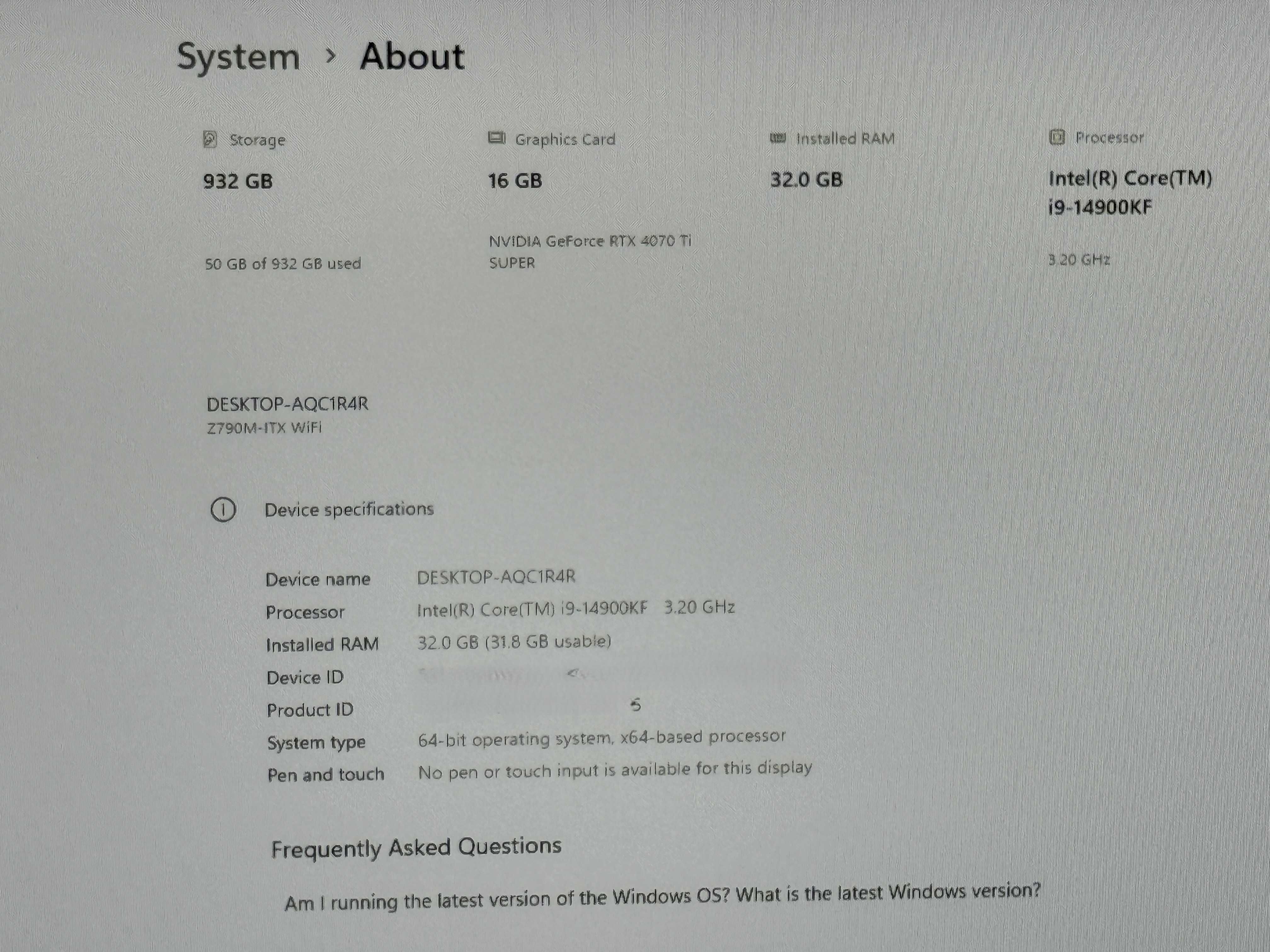 Asus Prime`i9-14900KF/RTX 4070Ti Super-16GB/1TB NVMe/32GB DDR5/Гаранци