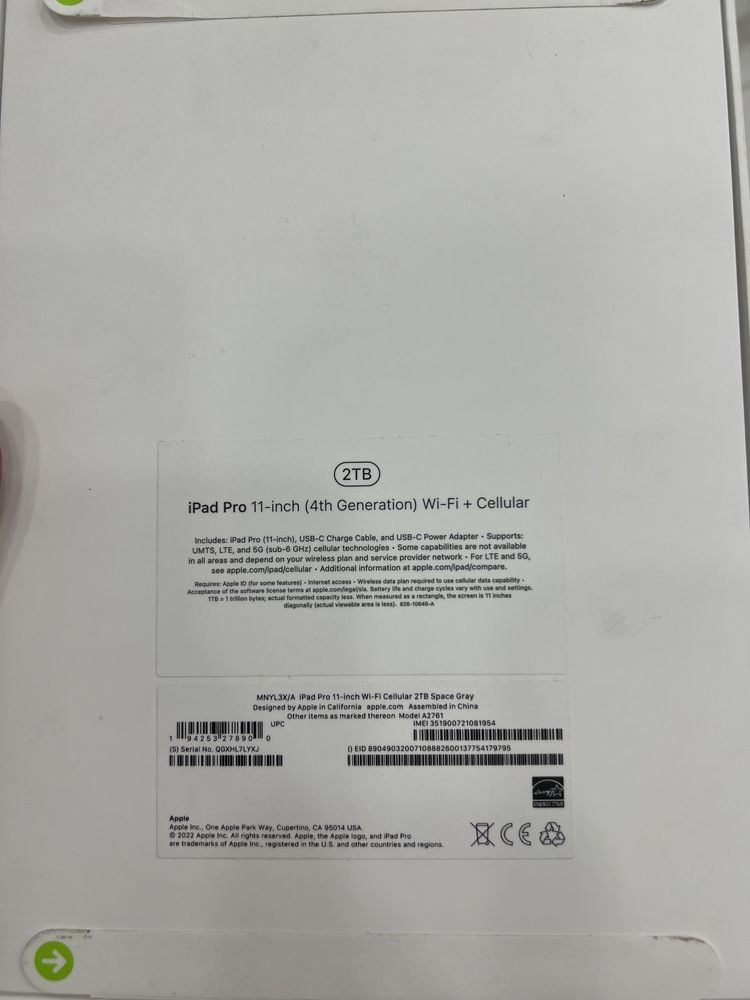 iPad Pro 11inch M2 2TB 5G 2022