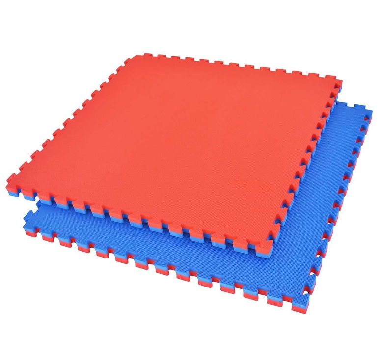 Covorase Spuma EVA Tatami Puzzle Bob Orez 100x100x2cm Rosu/Albastru