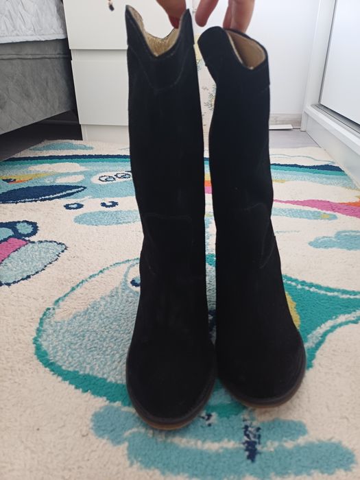 Cizme cu toc ,piele naturala întoarsă, 38 marime, ca NOI