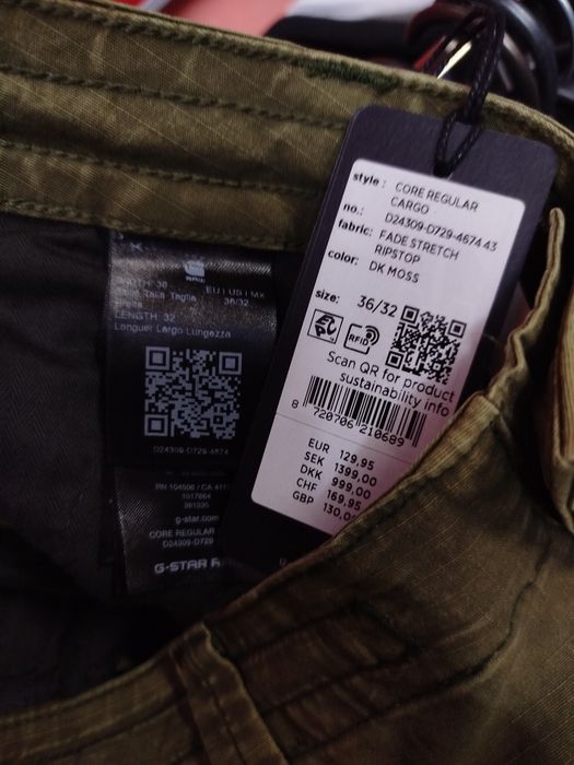 Оригинален панталон G-Star Raw Core W36 W38 нов мъжки карго джобове