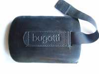 Husa telefon Bugatti, piele naturala, 6.5 cm x 12 cm., neagra / schimb