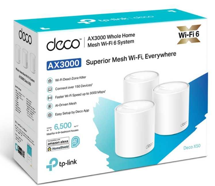 TP-Link Deco X50 (3-pack)AX3000 Домашняя Mesh Wi‑Fi6 система усилитель