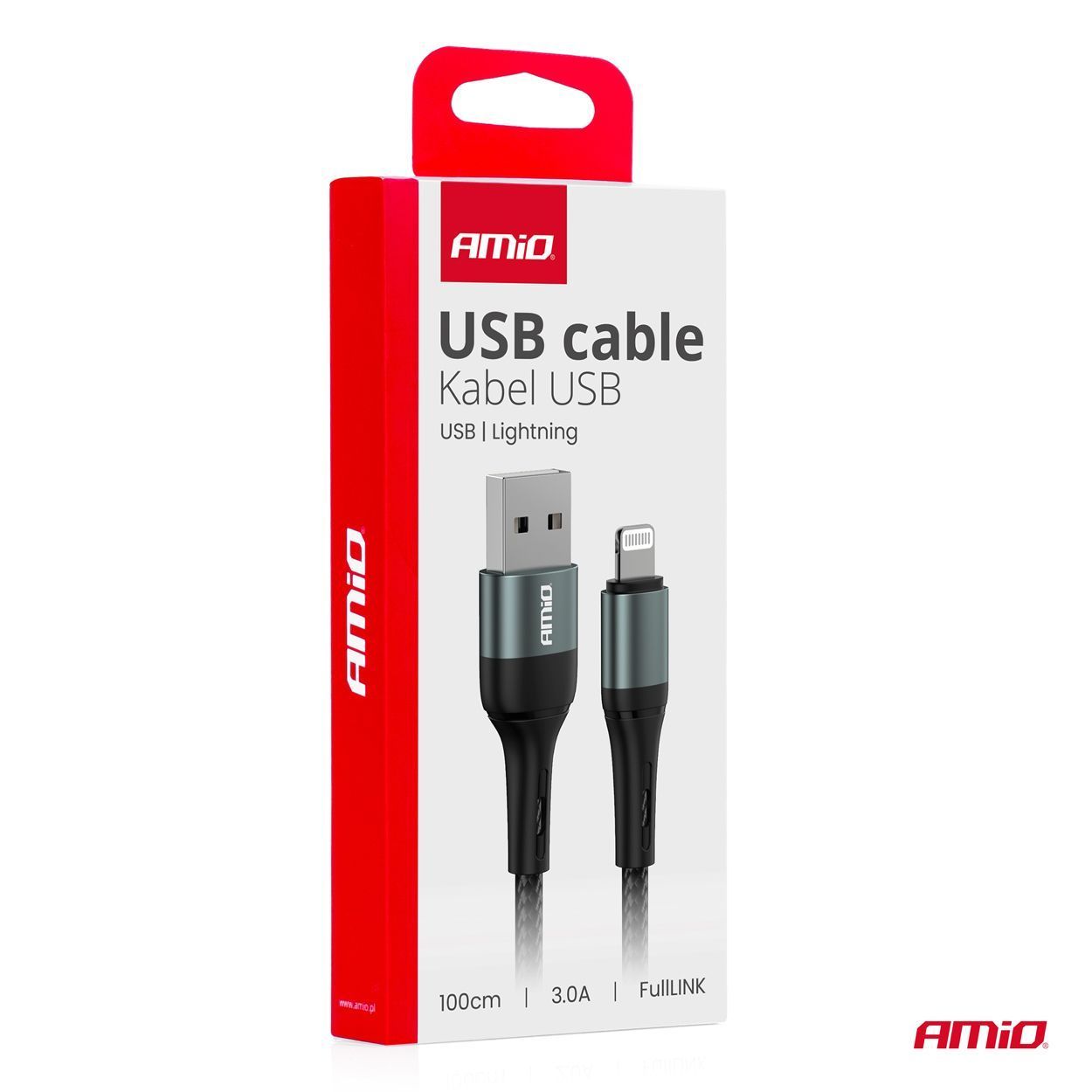 Cablu USB-Lightning 3A 100cm FullLINK, Amio, 1buc