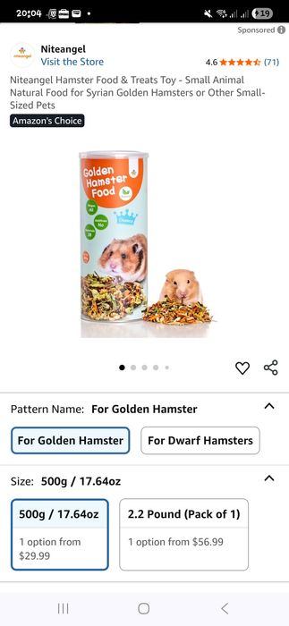 Mâncare pentru hamsteri și alte rozătoare 500g