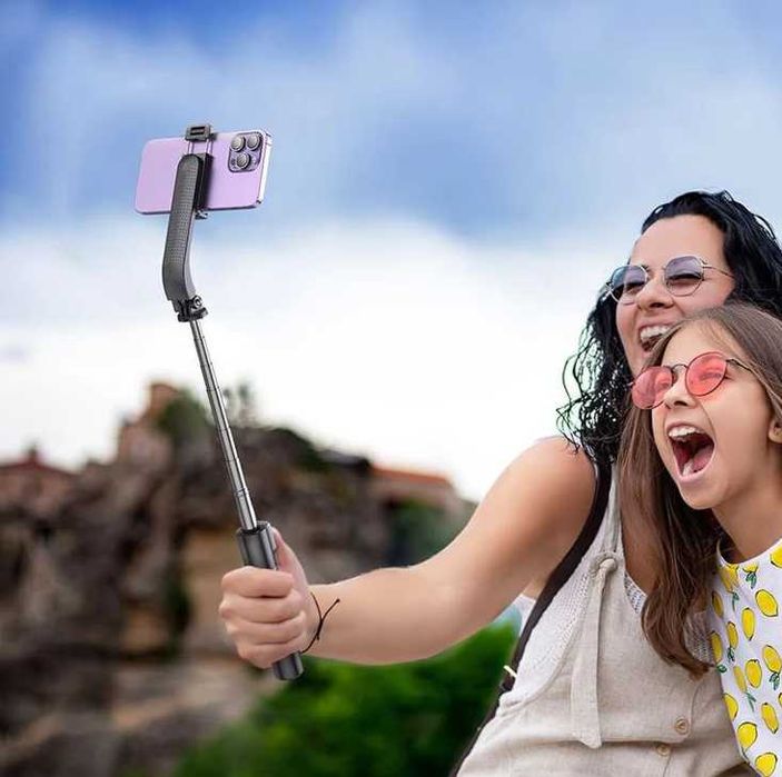 Suport Stand, tip Selfie telefon, 2 in 1, Telescopic cu telecomanda BT