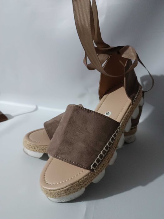 Sandale de damă cu șiret/ fundă