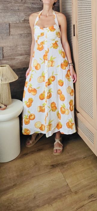 Rochie lunga imprimeu portocale Zara