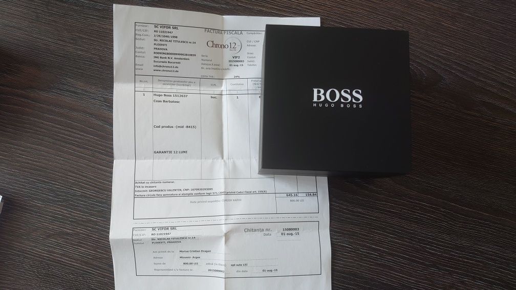 Hugo Boss ceas bărbați clasic elegant negru quartz