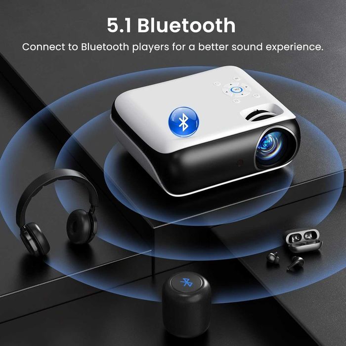 Чисто нов проектор HAPPRUN Native 1080P Bluetooth, с високоговорител..