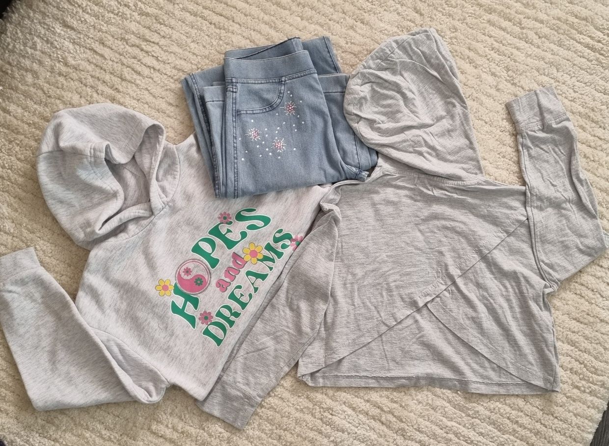 Дънков панталон H&M/сет с два суитчъра,  10г.