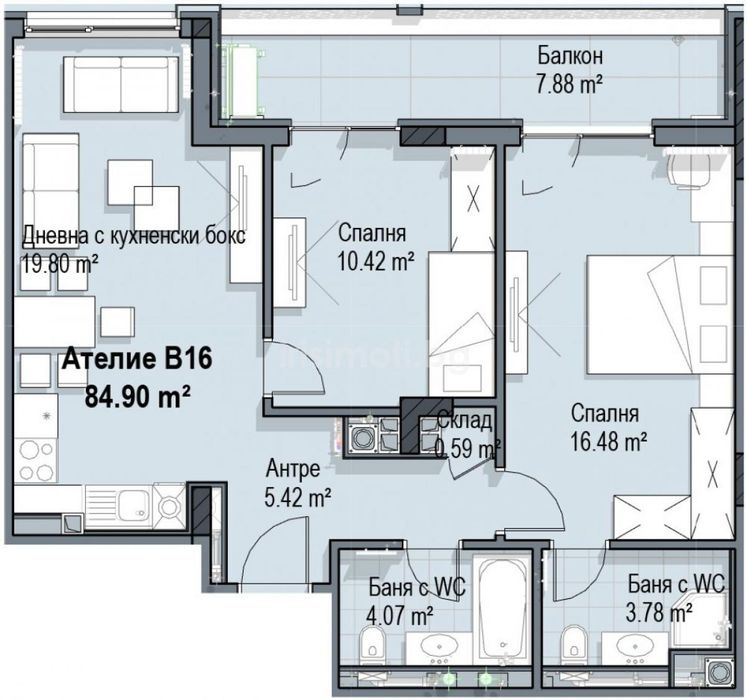 Продава се Тристаен апартамент в София, Кръстова вада - 102 кв.м за 1803 €/кв.м - Снимка #1