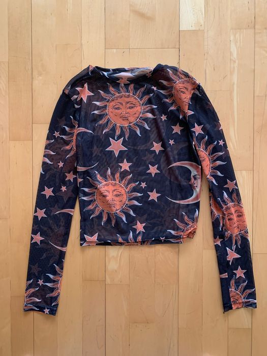 Black long sleeve mesh top