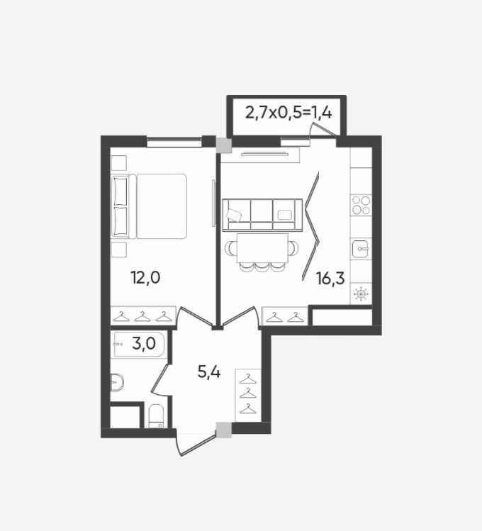 ЖК Fayzli hayot. 2-комнатная "студия", 38 м², г. Ташкент, ТРЦ "Компас"