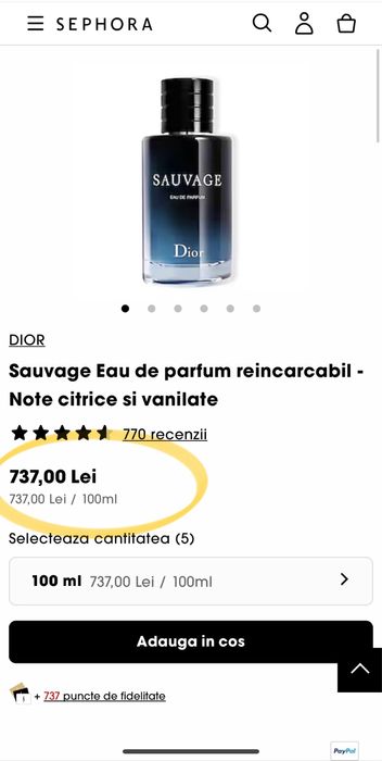 Sauvage Christian Dior Parfum si Eau de Parfum
