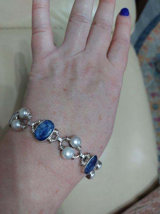 Vând brățară superba cu safire, perle si argint 925