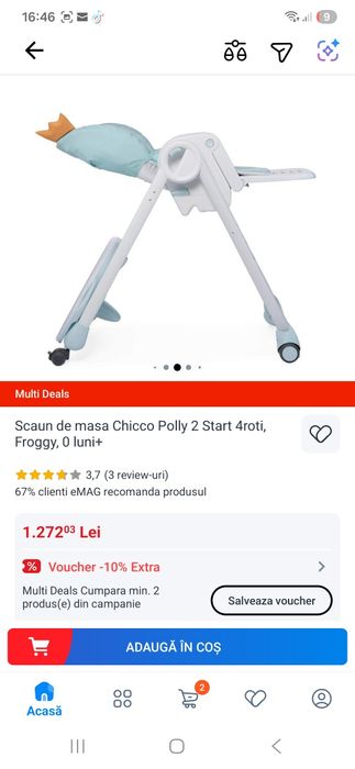 Scaun de masa chicco polly start 2