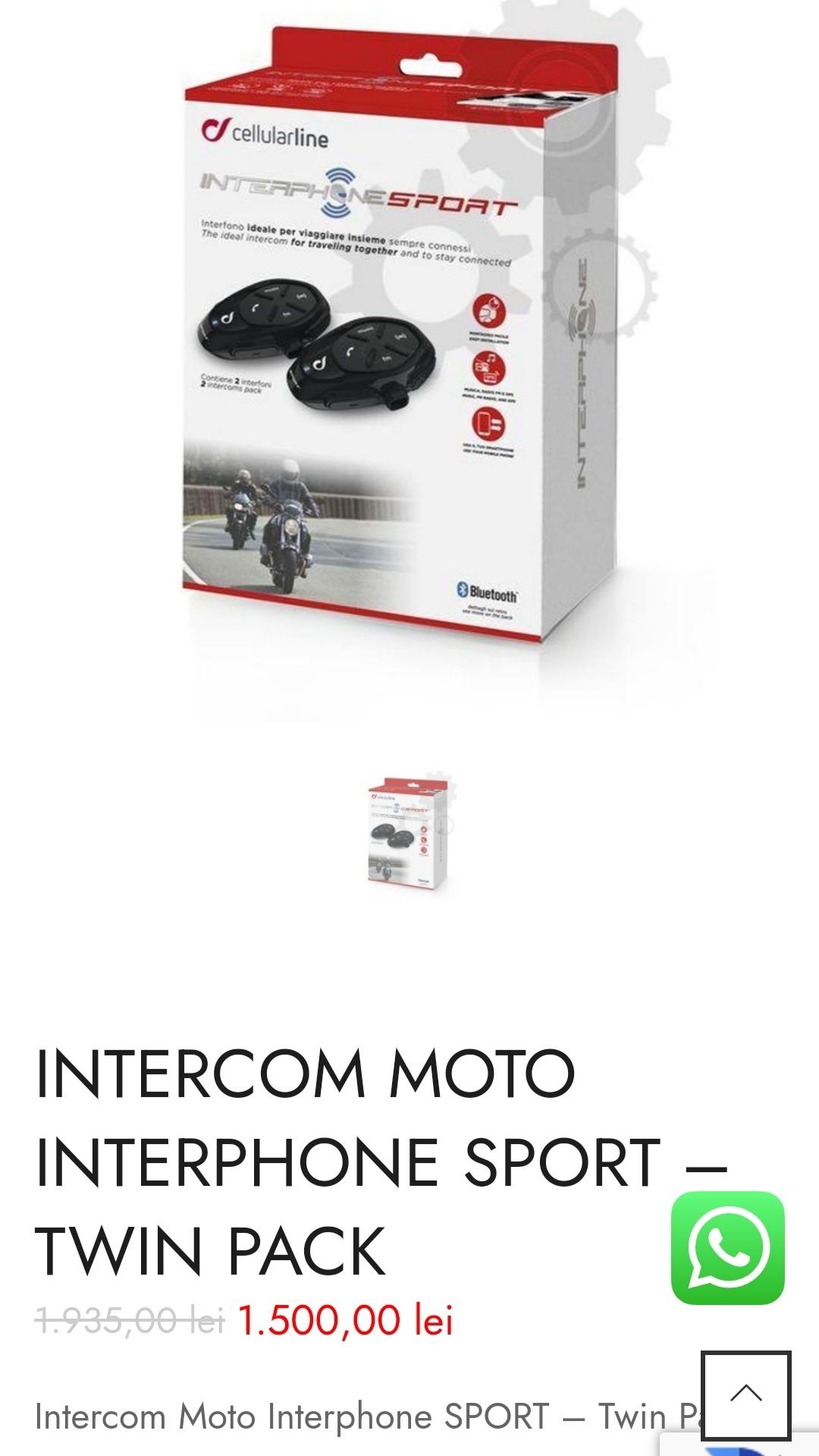 INTERCOM Moto Interphone Sport – TWIN PACK