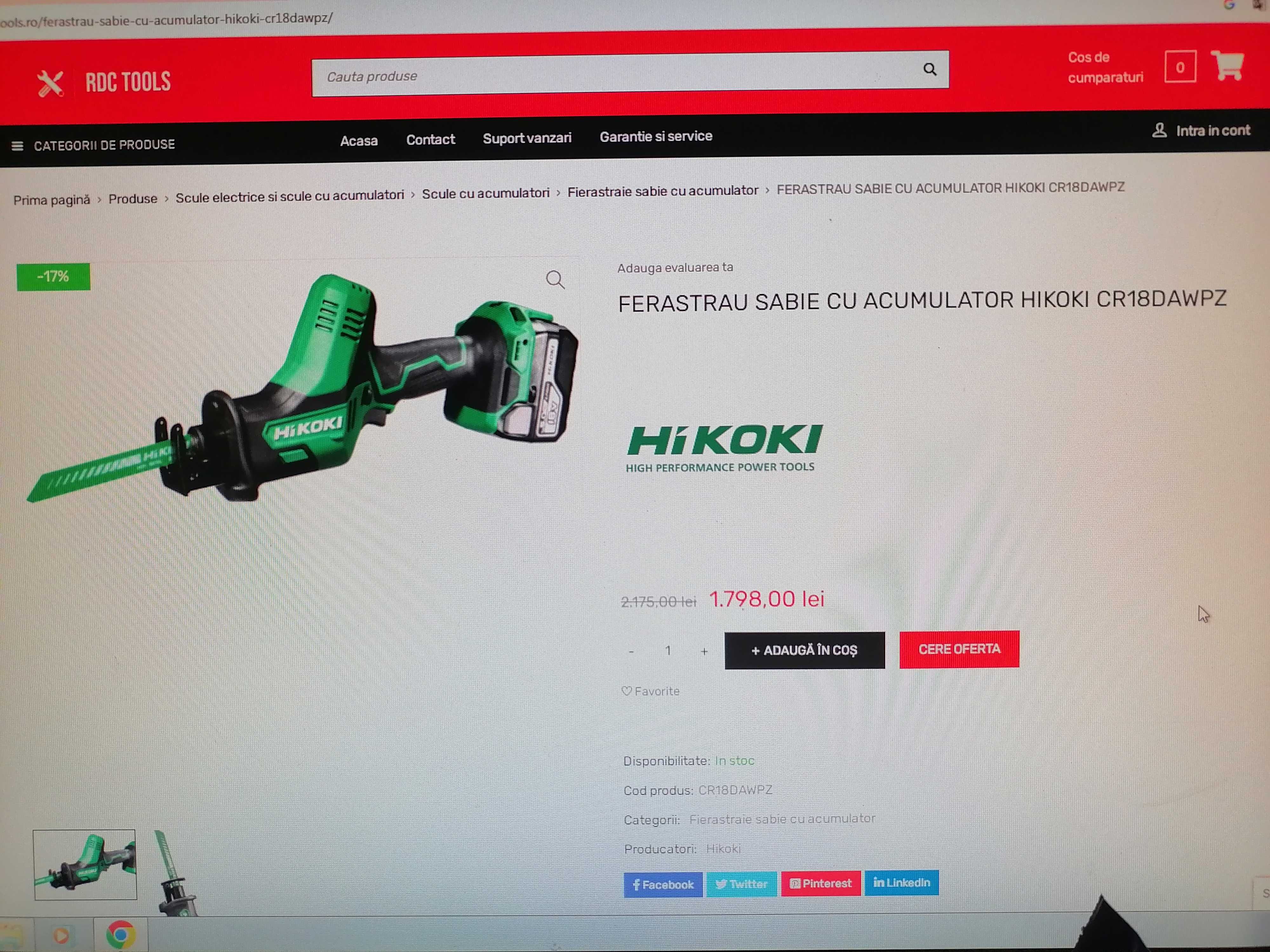 Ferestreu Sabie Hikoki 18V/5ah 2021 Oferta !