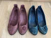Дамски кожени обувки син и лилав цвят, номер 39