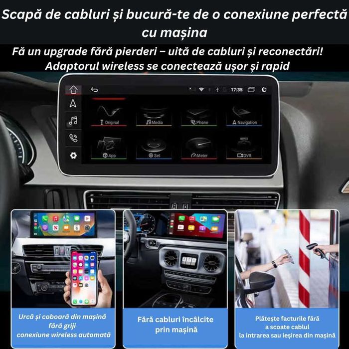 Adaptor Auto 2 in 1 CarPlay Wireless – Compatibil iPhone si Android