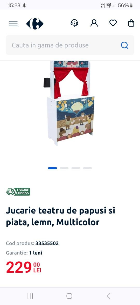 Jucarie teatru de papusi si piata, lemn, Multicolor