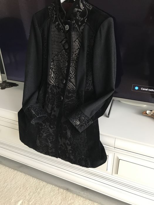 Palton din amestec lana model jacquard