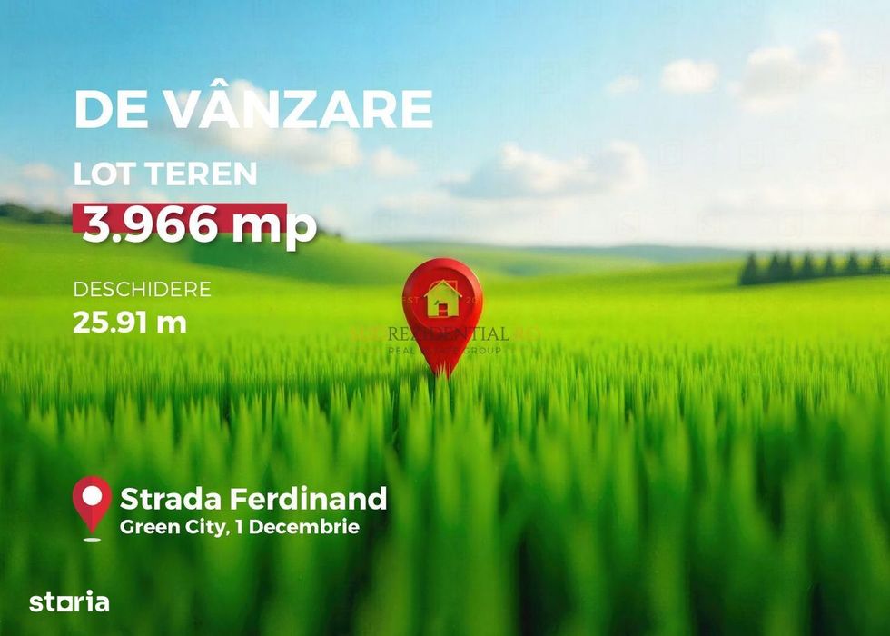 Teren intravilan, com.1 Decembrie, Ilfov, suprafata 3966 mp,Green City