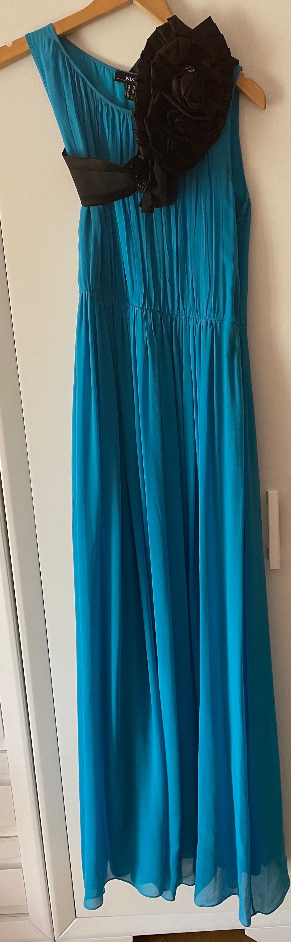 Rochie Nissa eleganta mătase, 42 albastru-turquoise