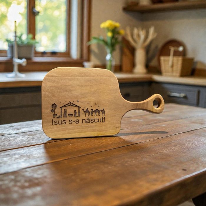 Idee cadou Craciun : planseta lemn cu scena Nasterii Nativity Scene