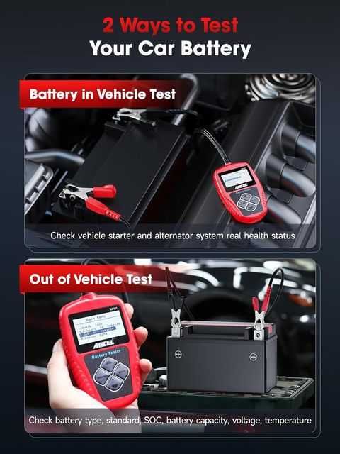 Tester Digital Baterii Auto Plumb Ancel BA101 si Display cu Backlight