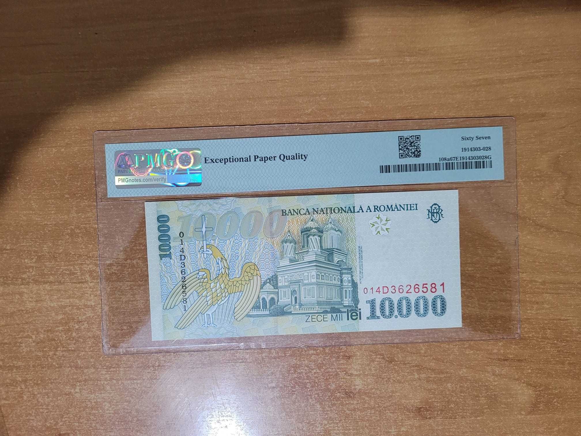 Bancnota 10000 lei din 1999 gradata PMG 67 EPQ