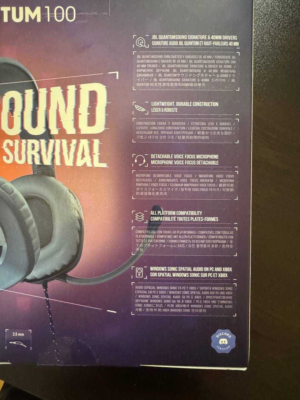 Слушалки Gaming JBL Quantum 100 с микрофон
